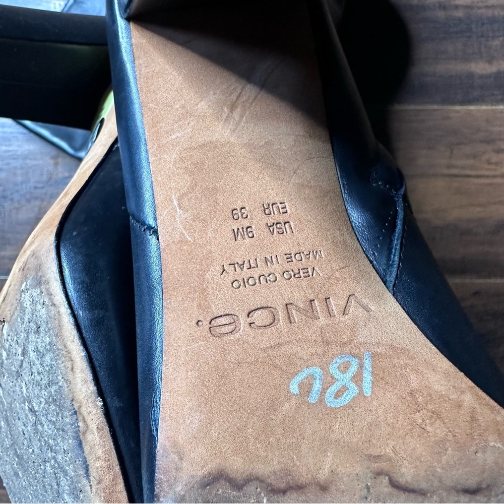 Vince Pilar 98MM Knee High Block Heel Black Leather Boots - Picture 5 of 5